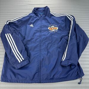 Vintage Super Bowl Jacket Mens XL Blue Adidas Y2K Windbreaker XXXV Vented Pocket